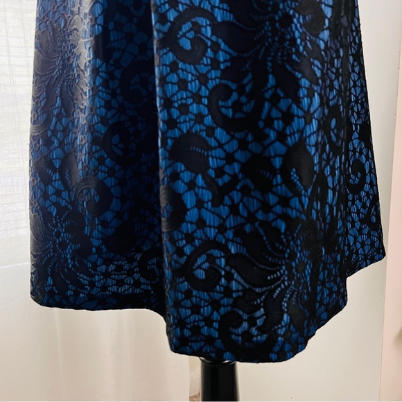 Beautiful Blue & Black Lace Overlay Fit & Flare Dress ~ Plus Size 14 - Picture 4 of 7